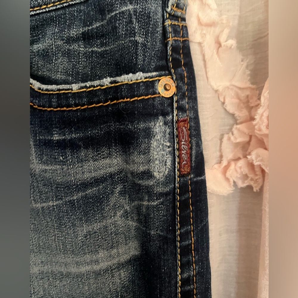 Vintage Silver Jeans 32 Karli Women’s Dark Blue Bermuda Shorts Y2K 2000’s - Picture 4 of 11